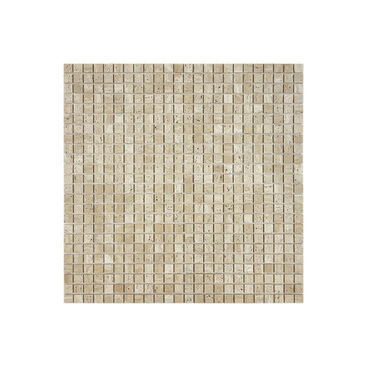 Palace Royale Series Light Beige  Honed Square Travertine Marble Mosaic