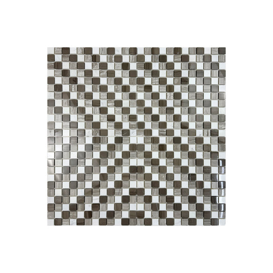 Palace Royale Series Dark Emperador & Light Emperador & Cream Marfil Mixed Polished Regular Pattern Square Marble Mosaic