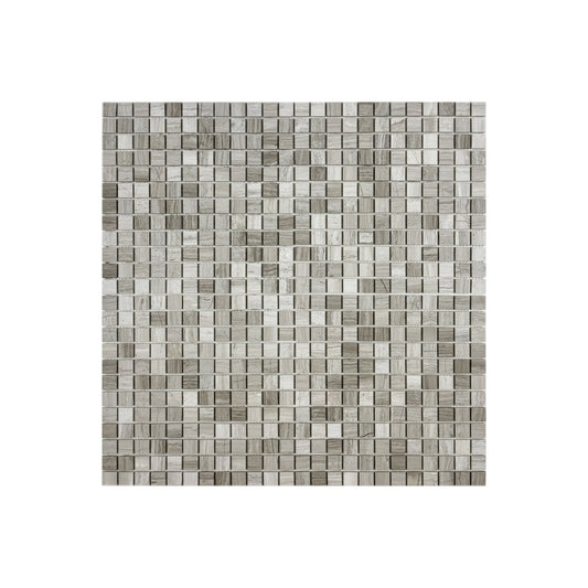 Palace Royale Series White Wood Vein Polished Square  Marble Mosaic
