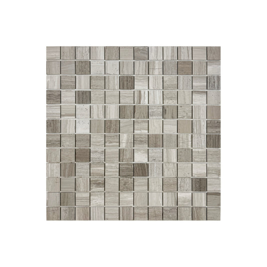 Palace Royale Series White Wood Vein Polished Square  Marble Mosaic