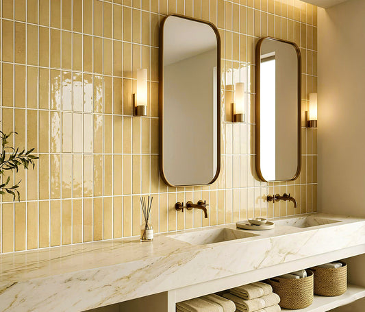 Positano Series Flaxen Yellow Glossy Porcelain Artisanal Tile