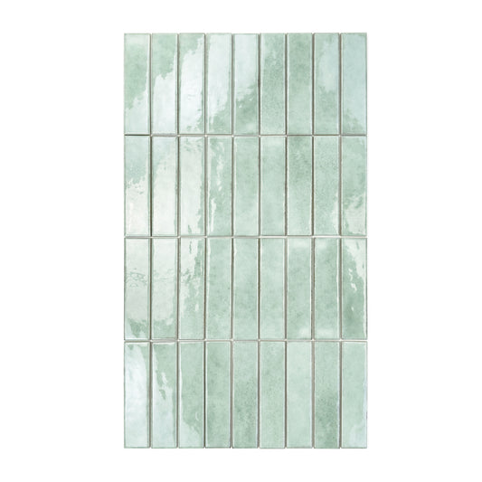 Positano Series Saga Green Glossy Porcelain Artisanal Tile