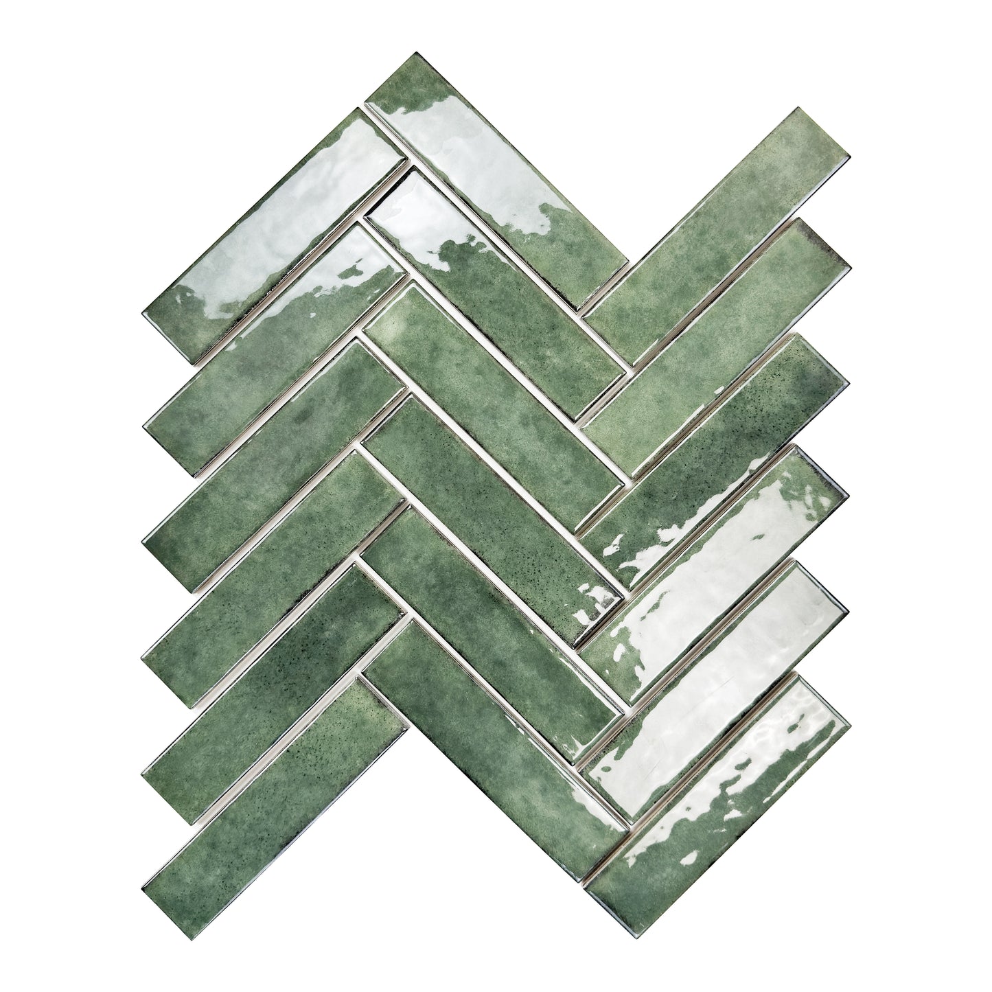 Positano Series Moss Green Glossy Porcelain Artisanal Tile