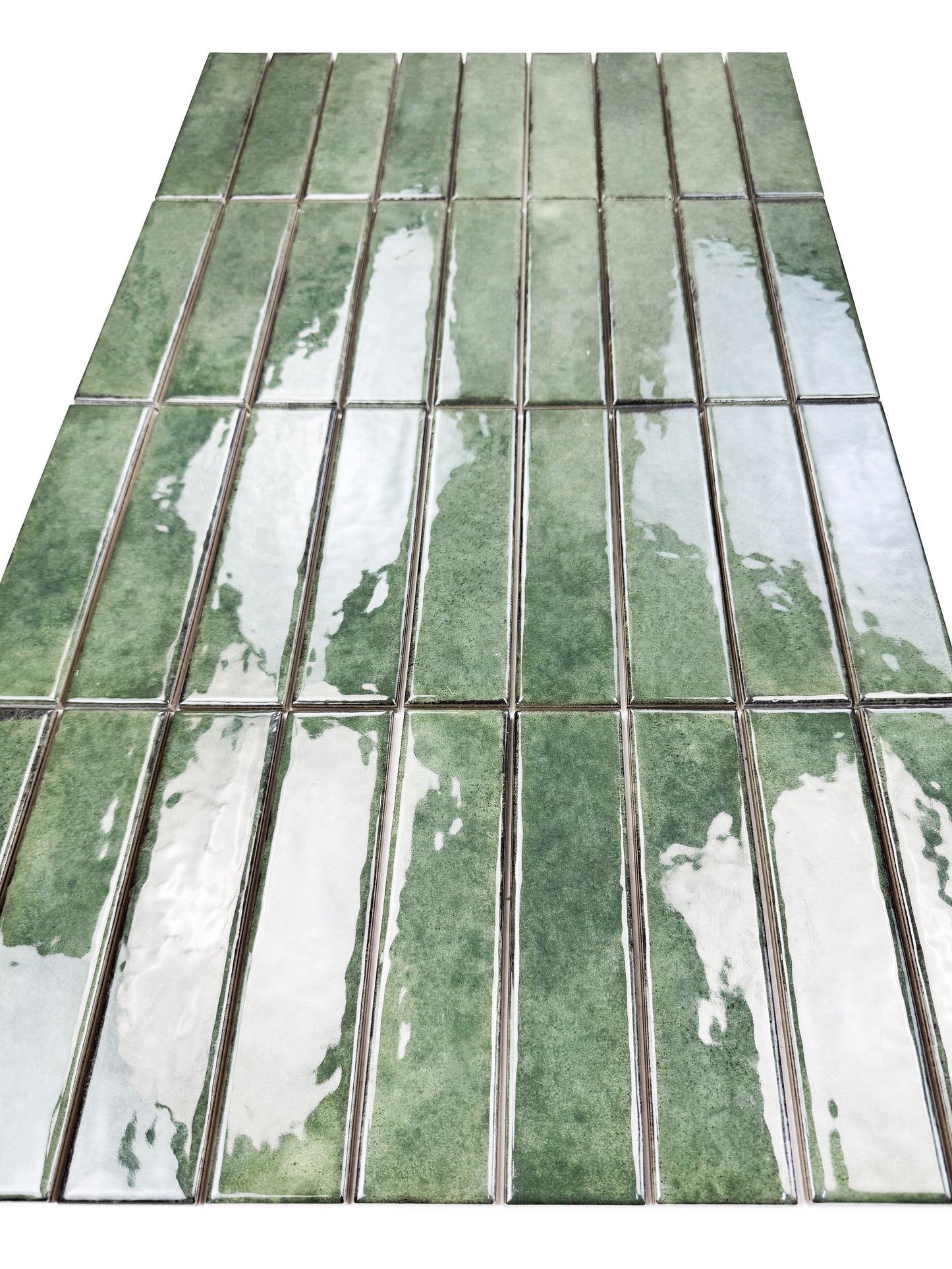 Positano Series Moss Green Glossy Porcelain Artisanal Tile