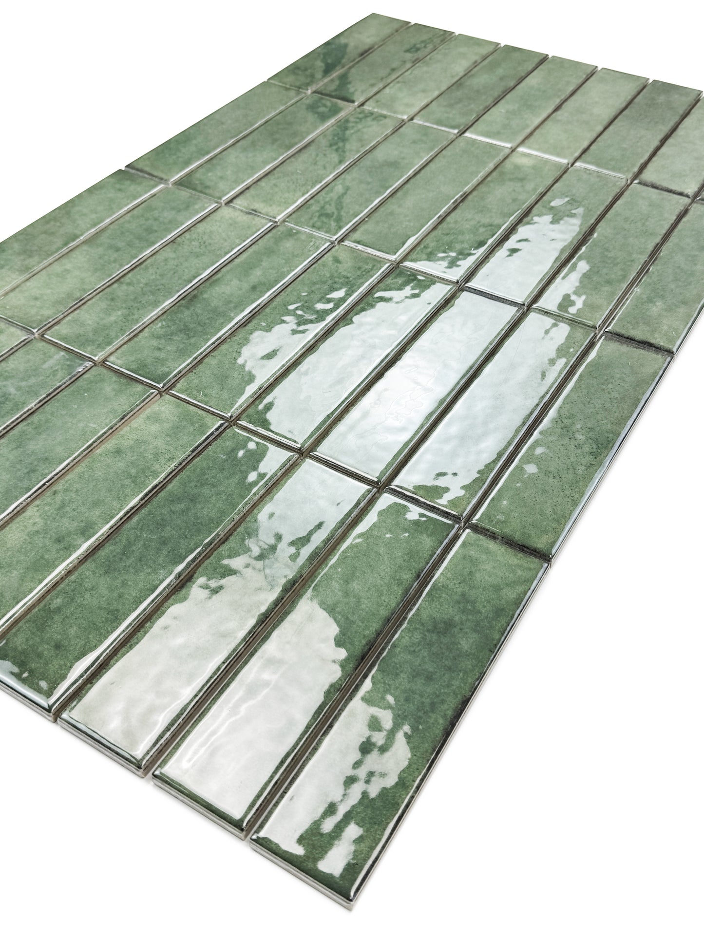 Positano Series Moss Green Glossy Porcelain Artisanal Tile
