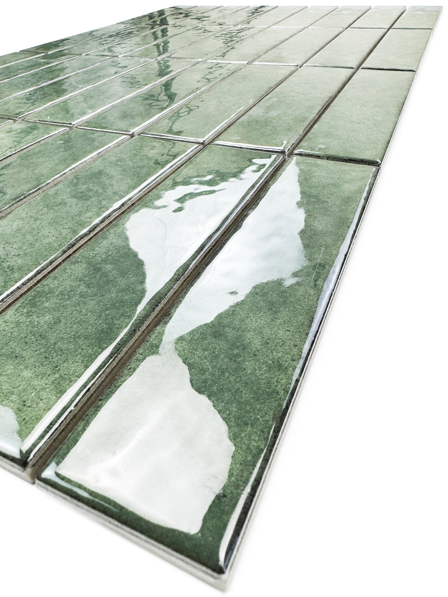 Positano Series Moss Green Glossy Porcelain Artisanal Tile