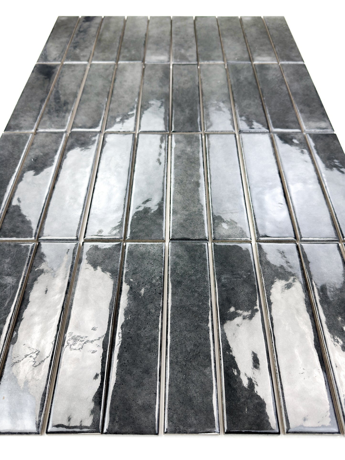 Positano Series Pebble Grey Glossy Porcelain Artisanal Tile