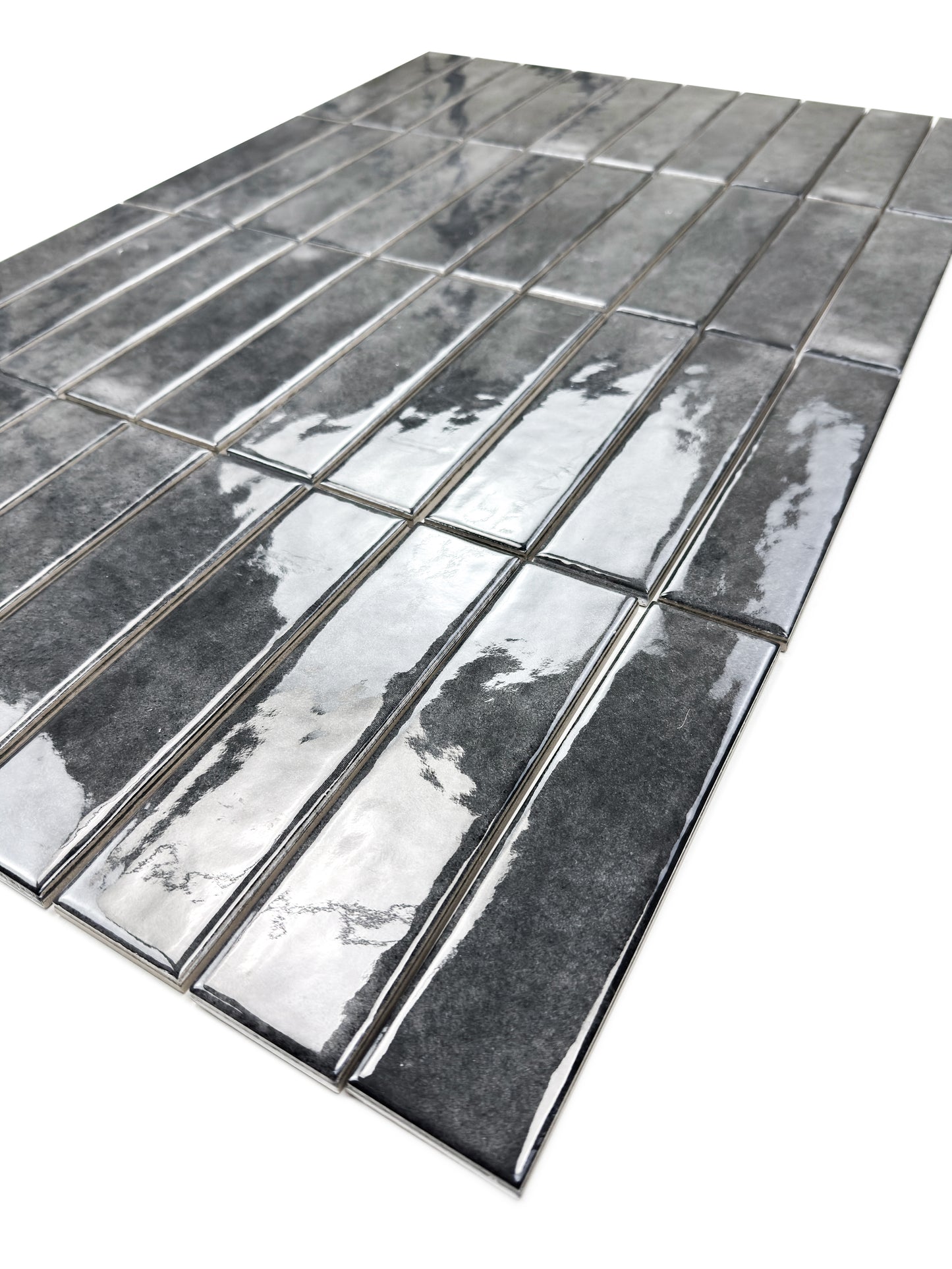 Positano Series Pebble Grey Glossy Porcelain Artisanal Tile