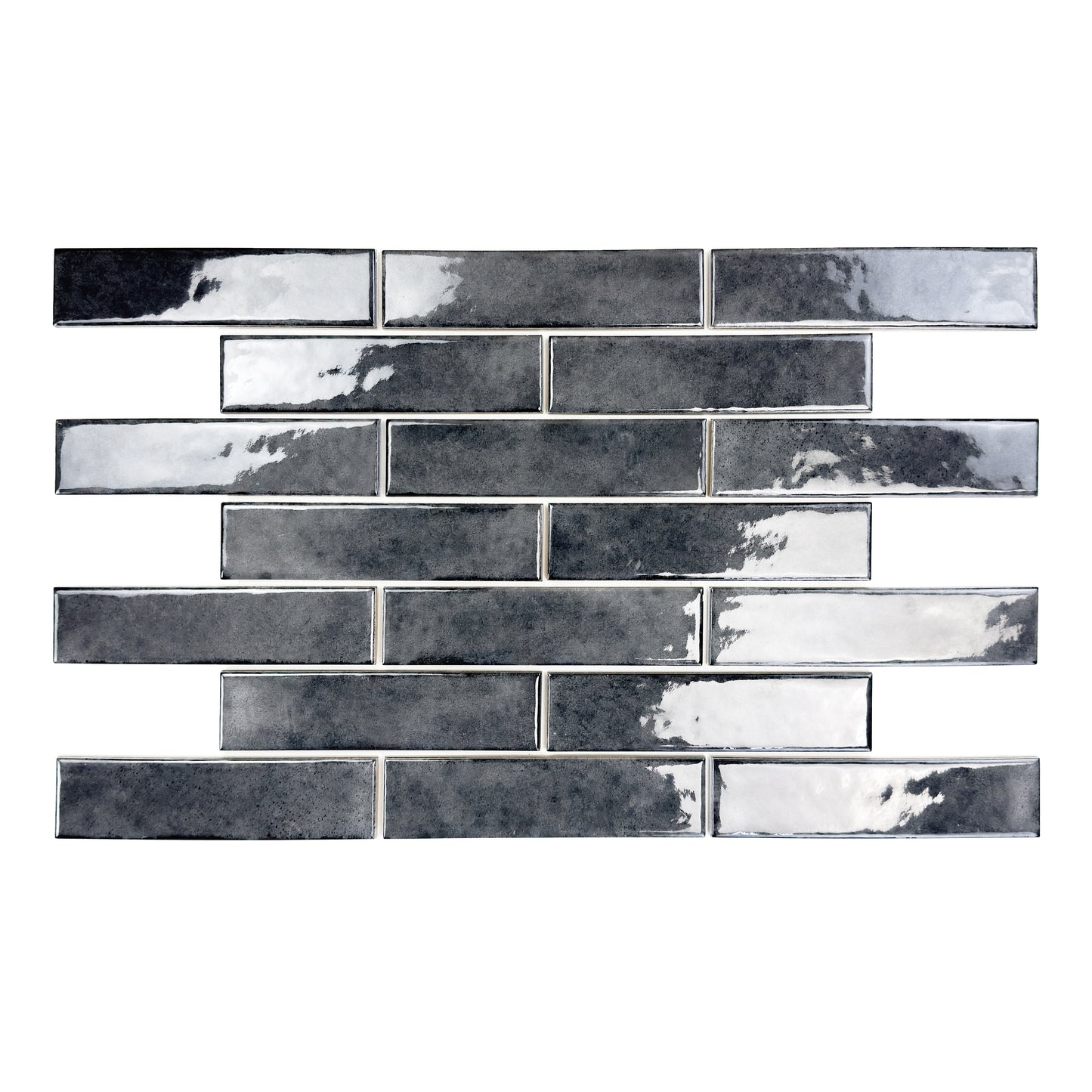 Positano Series Pebble Grey Glossy Porcelain Artisanal Tile