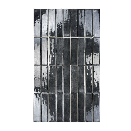 Positano Series Pebble Grey Glossy Porcelain Artisanal Tile