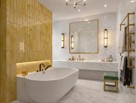 Milan Chromatic Series Butter Yellow Rectangle Glossy Porcelain Artisanal Tile