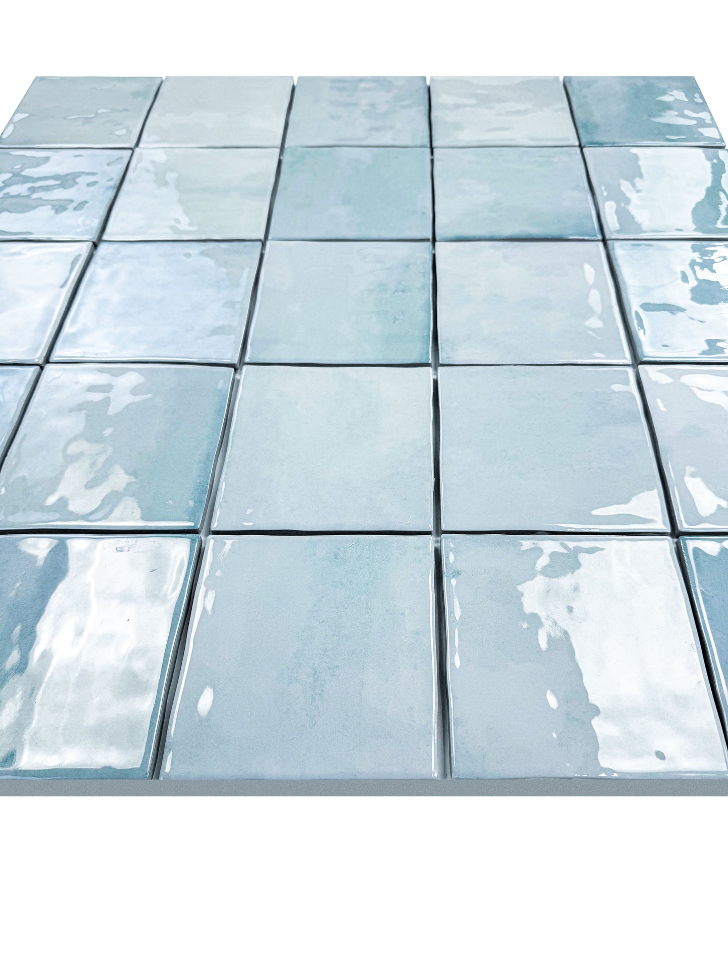 Milan Chromatic Series Stone Blue Squre Glossy Porcelain Artisanal Tile