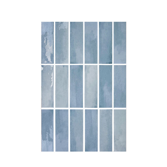 Milan Chromatic Series Stone Blue Rectangle Glossy Porcelain Artisanal Tile