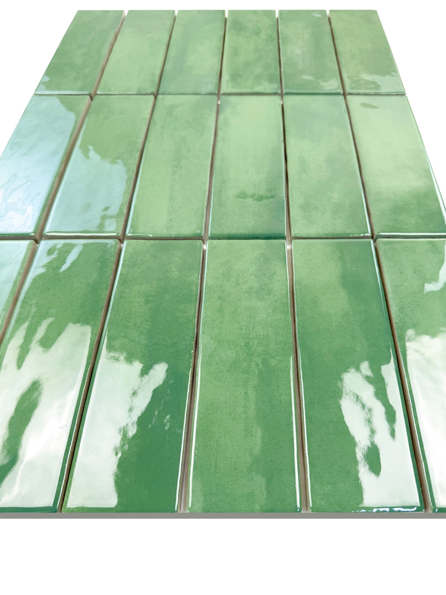 Milan Chromatic Series Moss Green Rectangle Glossy Porcelain Artisanal Tile