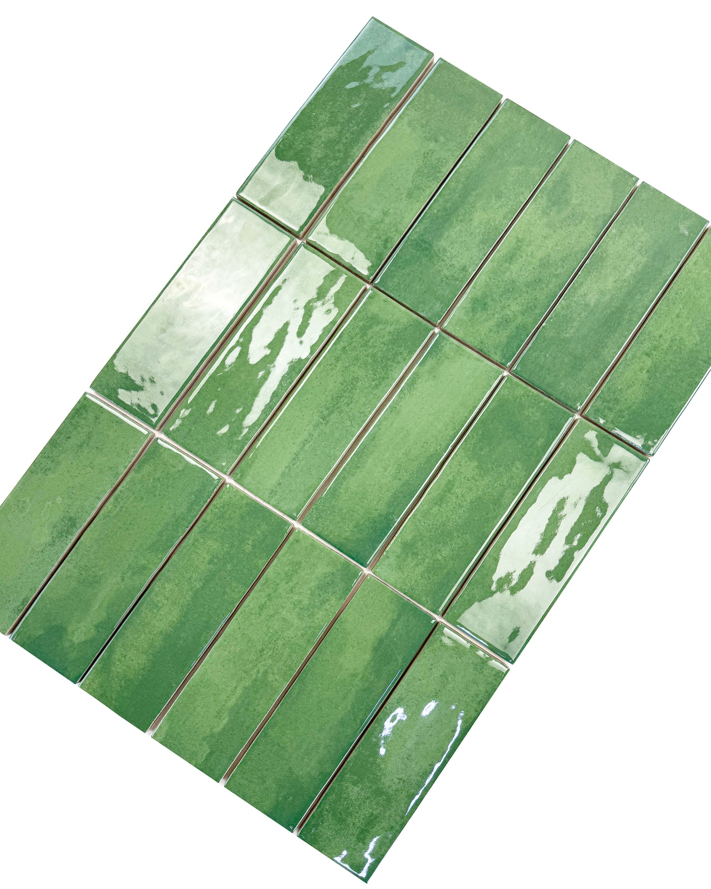 Milan Chromatic Series Moss Green Rectangle Glossy Porcelain Artisanal Tile