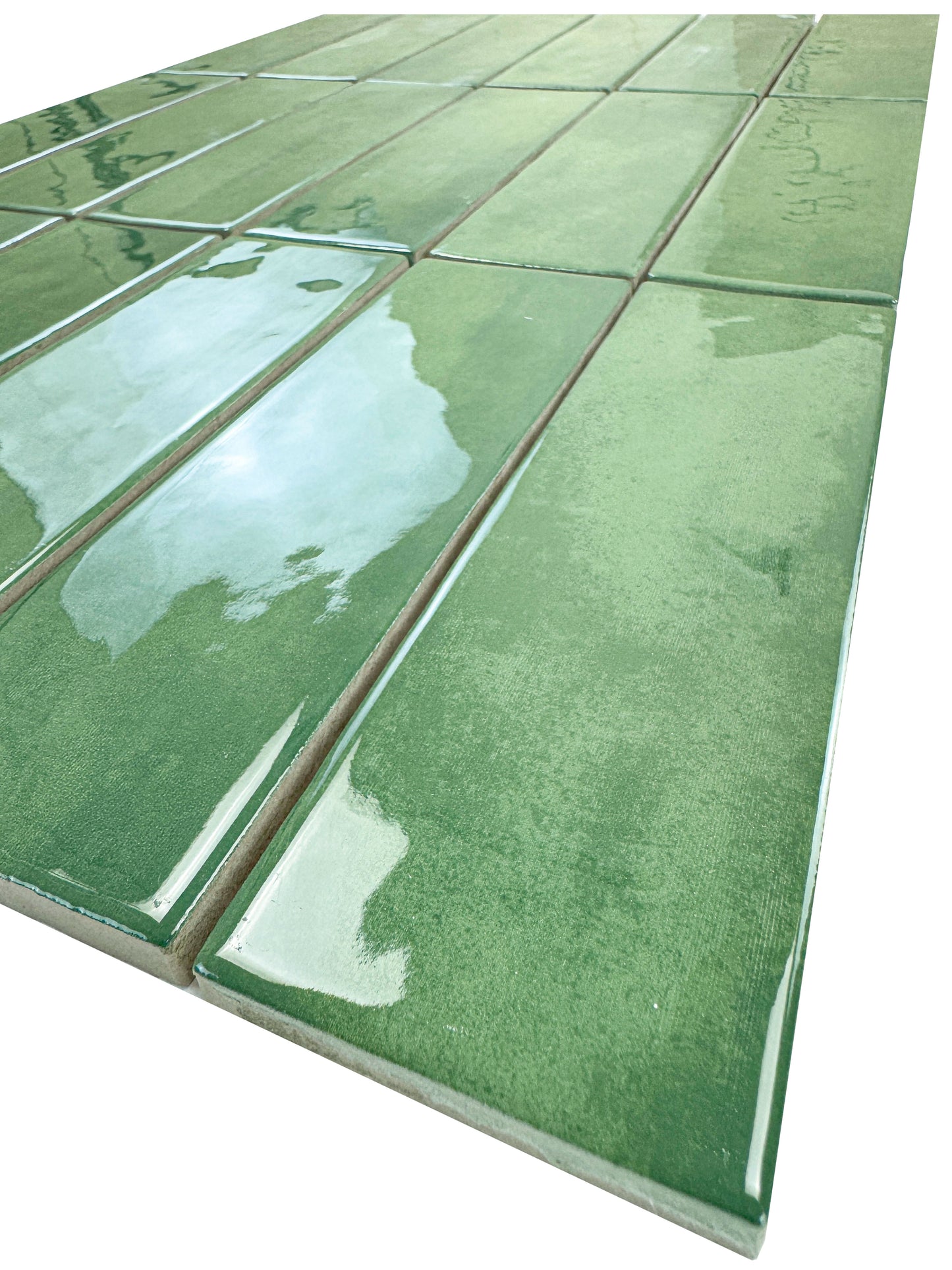 Milan Chromatic Series Moss Green Rectangle Glossy Porcelain Artisanal Tile
