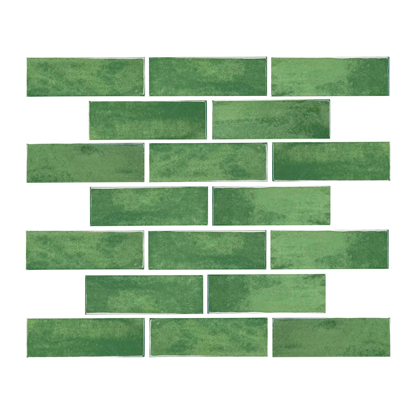 Milan Chromatic Series Moss Green Rectangle Glossy Porcelain Artisanal Tile