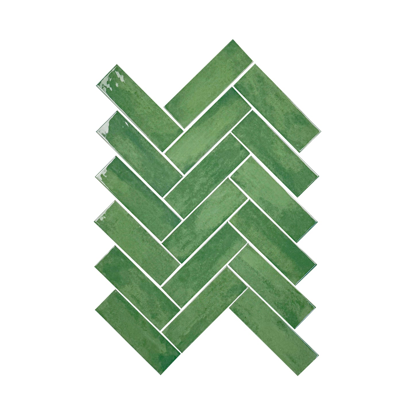 Milan Chromatic Series Moss Green Rectangle Glossy Porcelain Artisanal Tile
