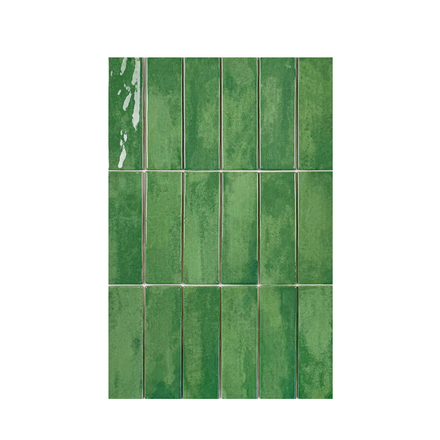 Milan Chromatic Series Moss Green Rectangle Glossy Porcelain Artisanal Tile