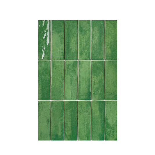 Milan Chromatic Series Moss Green Rectangle Glossy Porcelain Artisanal Tile