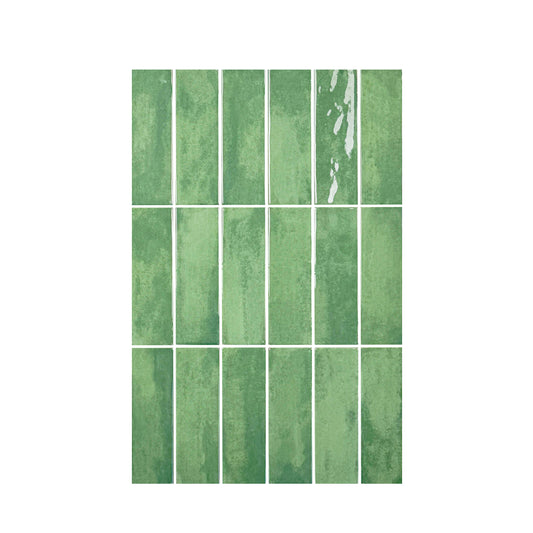 Milan Chromatic Series Moss Green Rectangle Glossy Porcelain Artisanal Tile