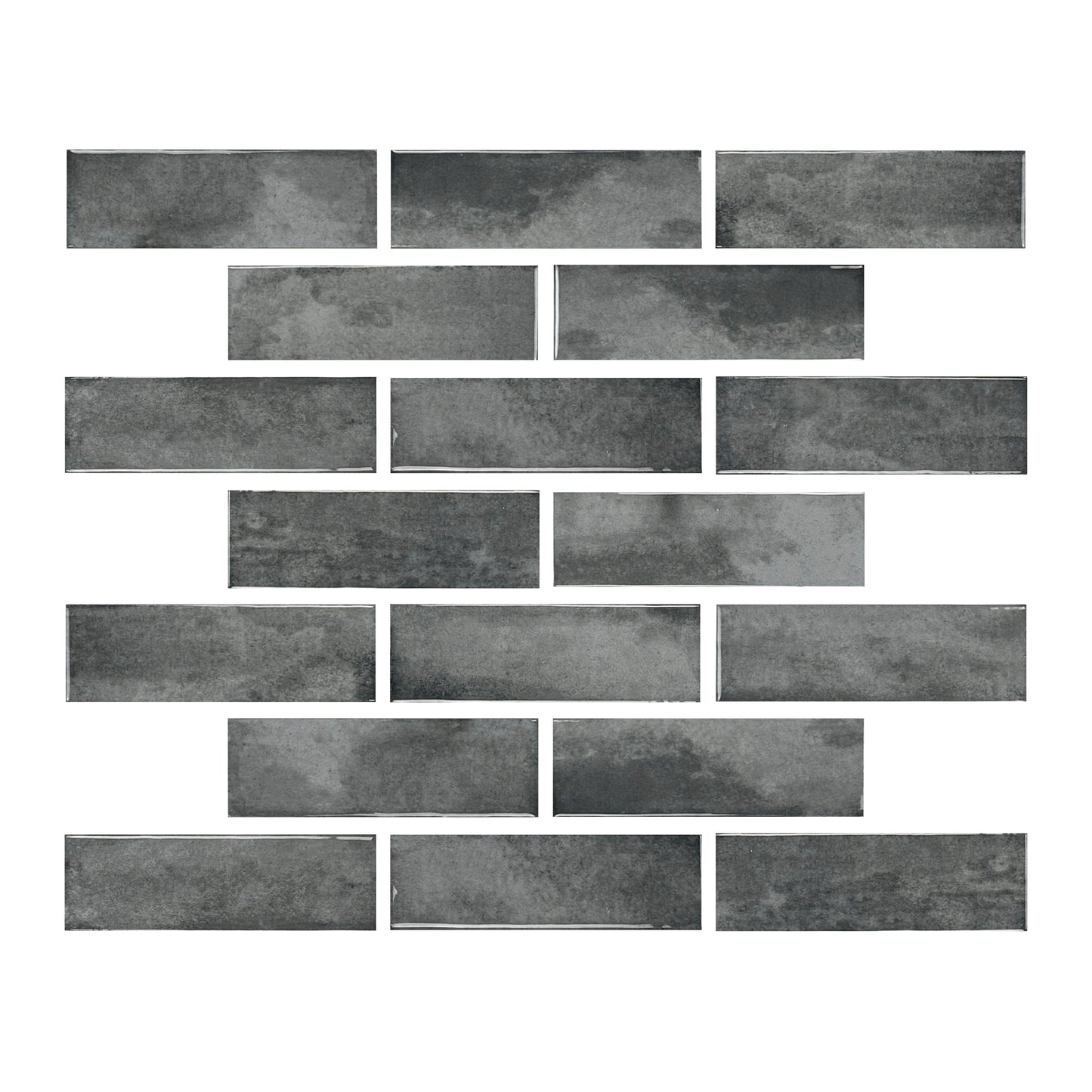 Milan Chromatic Series Cloud Grey Rectangle Glossy Porcelain Artisanal Tile