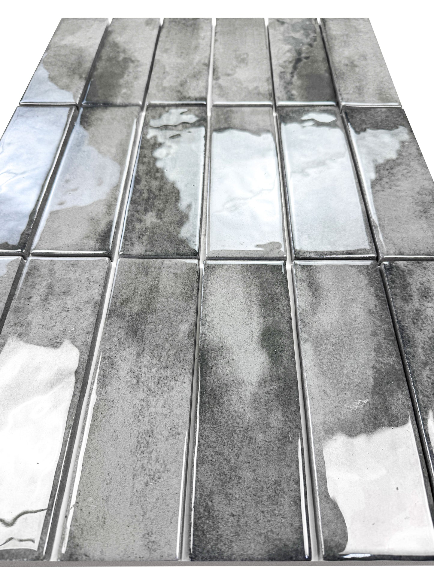 Milan Chromatic Series Cloud Grey Rectangle Glossy Porcelain Artisanal Tile