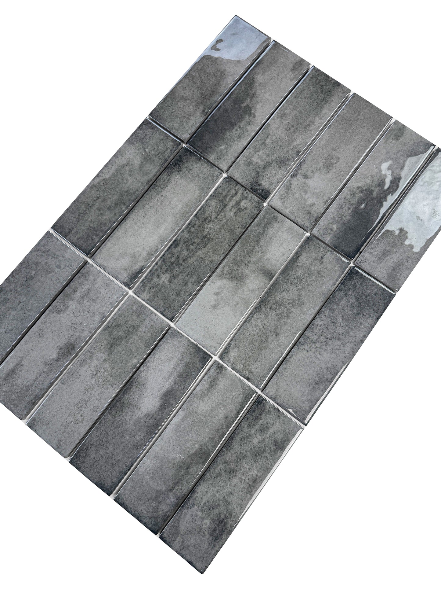 Milan Chromatic Series Cloud Grey Rectangle Glossy Porcelain Artisanal Tile