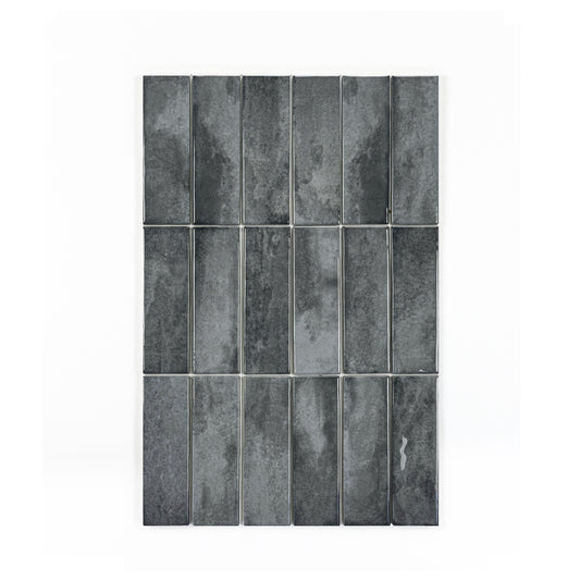 Milan Chromatic Series Cloud Grey Rectangle Glossy Porcelain Artisanal Tile