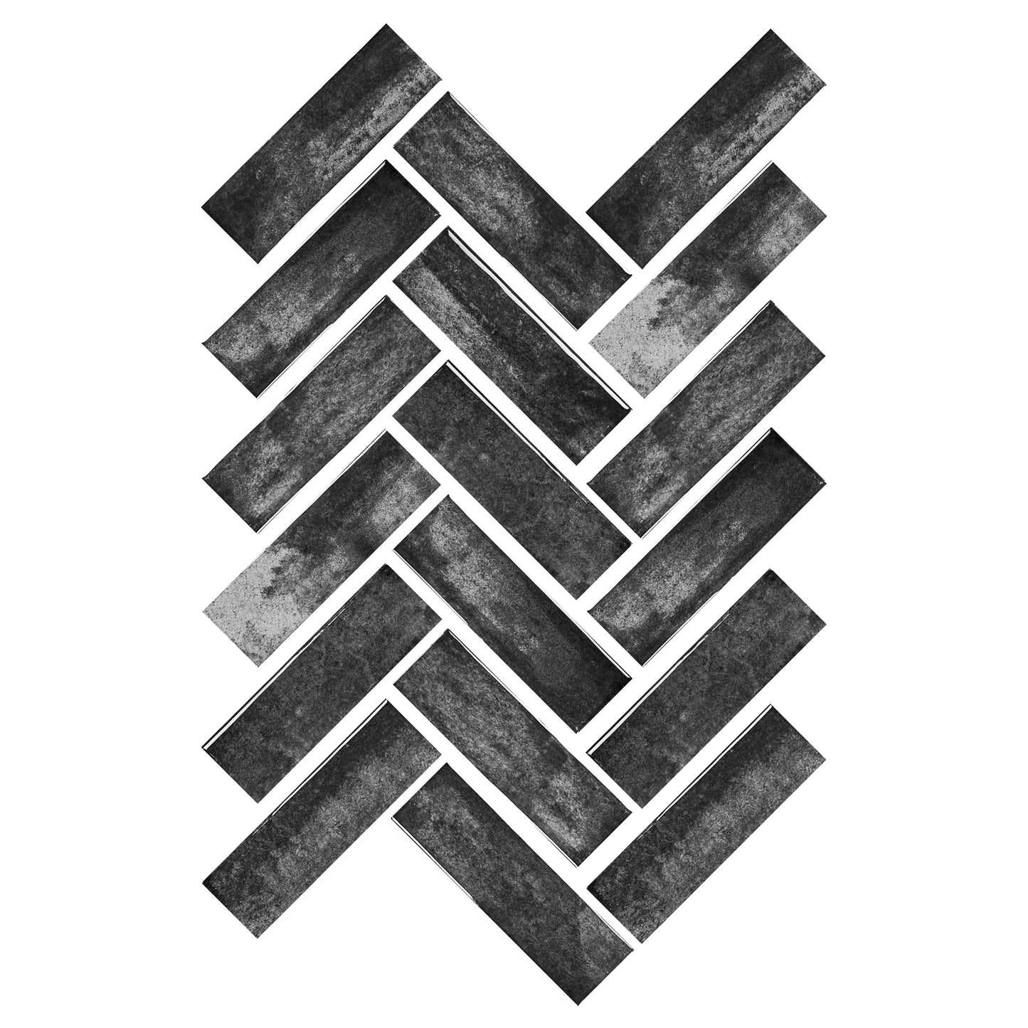Milan Chromatic Series Ink Black Rectangle Glossy Porcelain Artisanal Tile