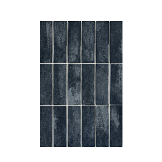 Milan Chromatic Series Ink Black Rectangle Glossy Porcelain Artisanal Tile