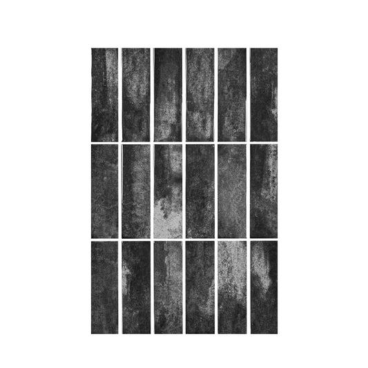 Milan Chromatic Series Ink Black Rectangle Glossy Porcelain Artisanal Tile