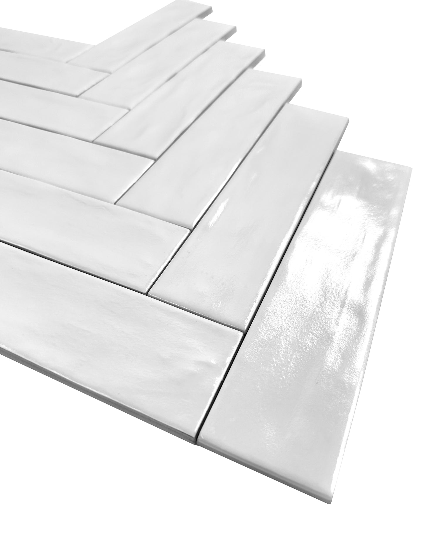 White Semimatte Pearlescent Ceramic Artisanal Tile