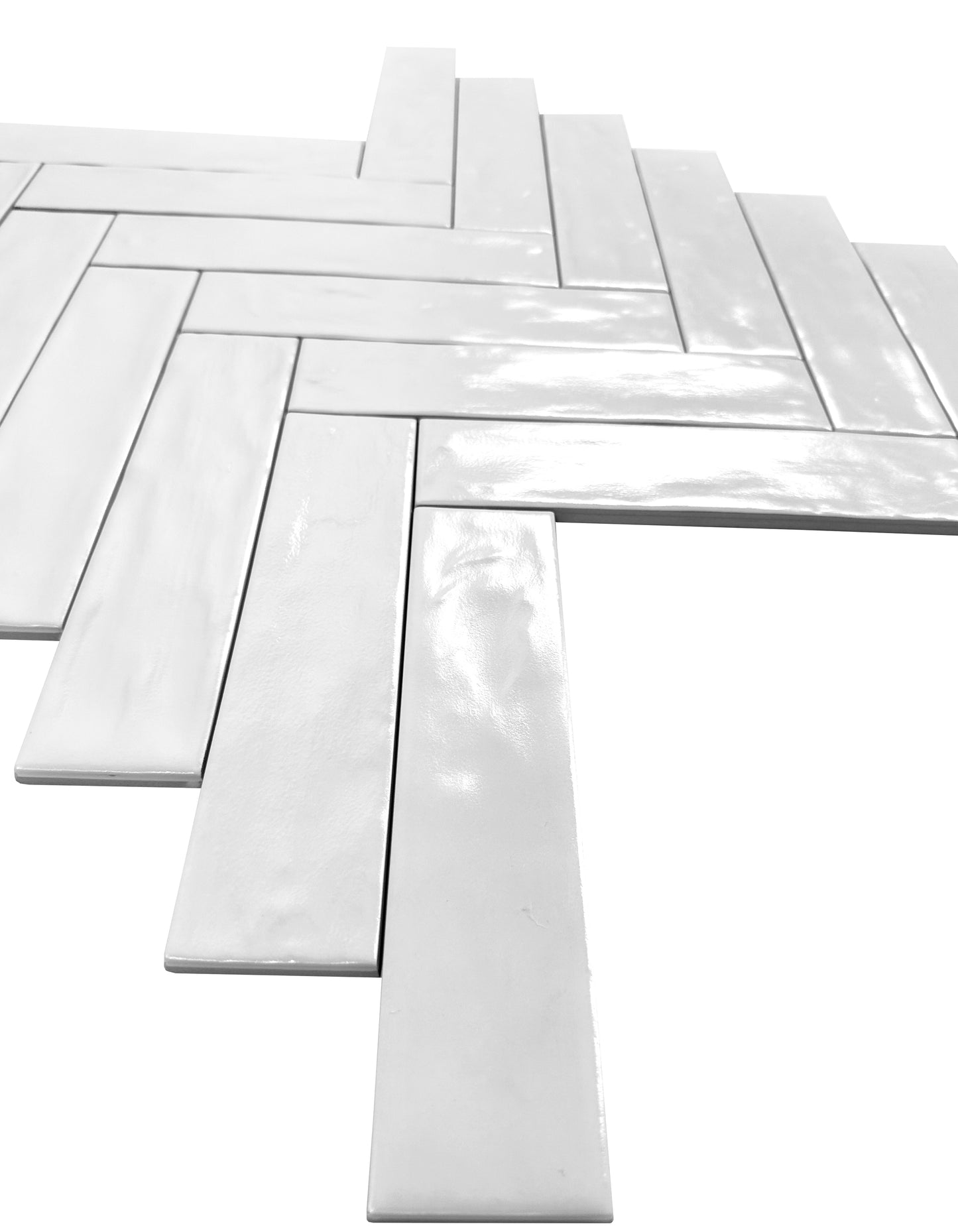 White Semimatte Pearlescent Ceramic Artisanal Tile