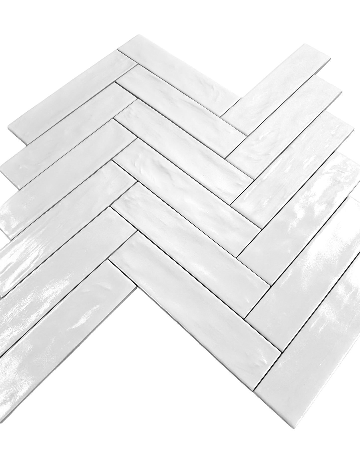 White Semimatte Pearlescent Ceramic Artisanal Tile