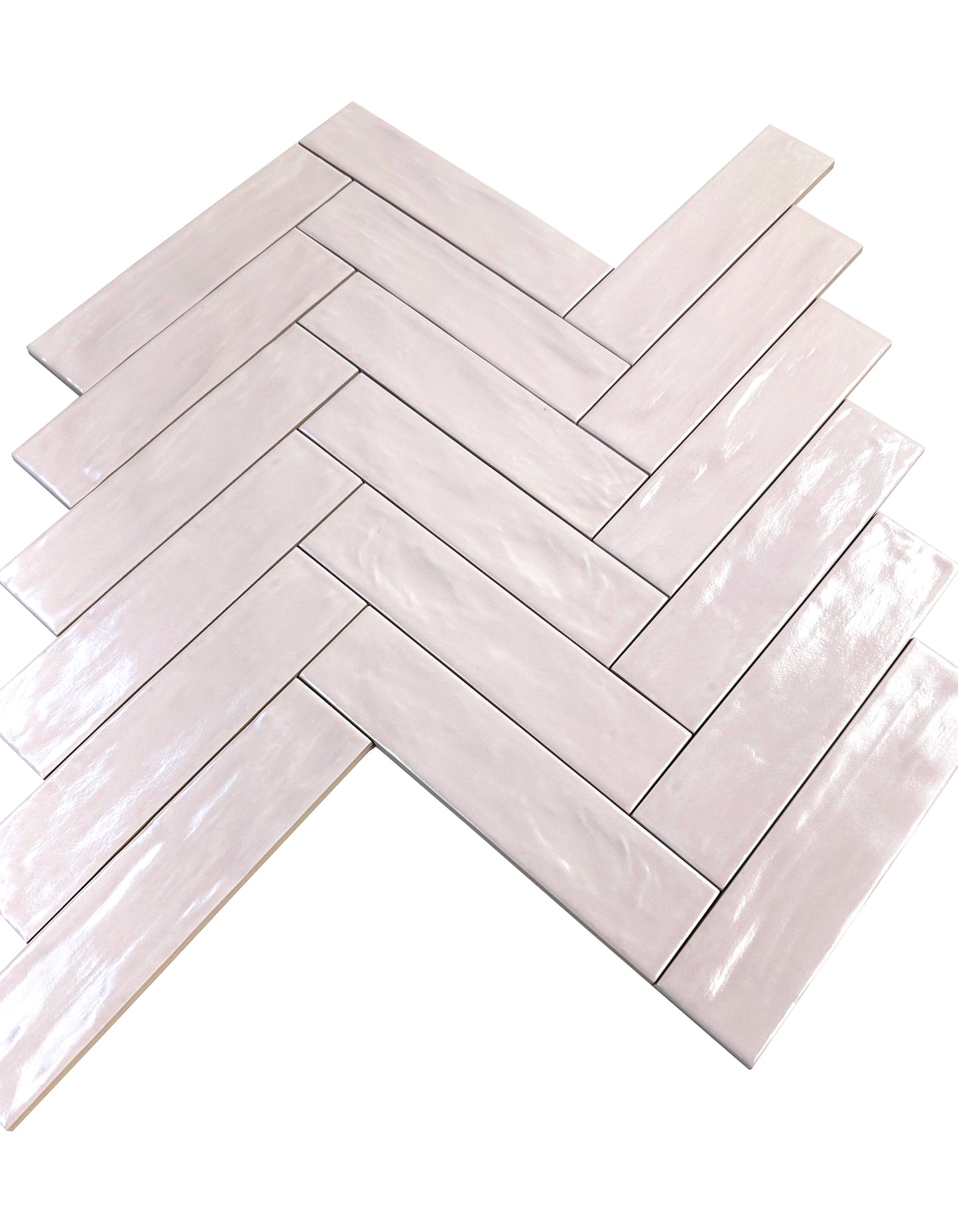 Light Pink Semimatte Pearlescent Ceramic Artisanal Tile