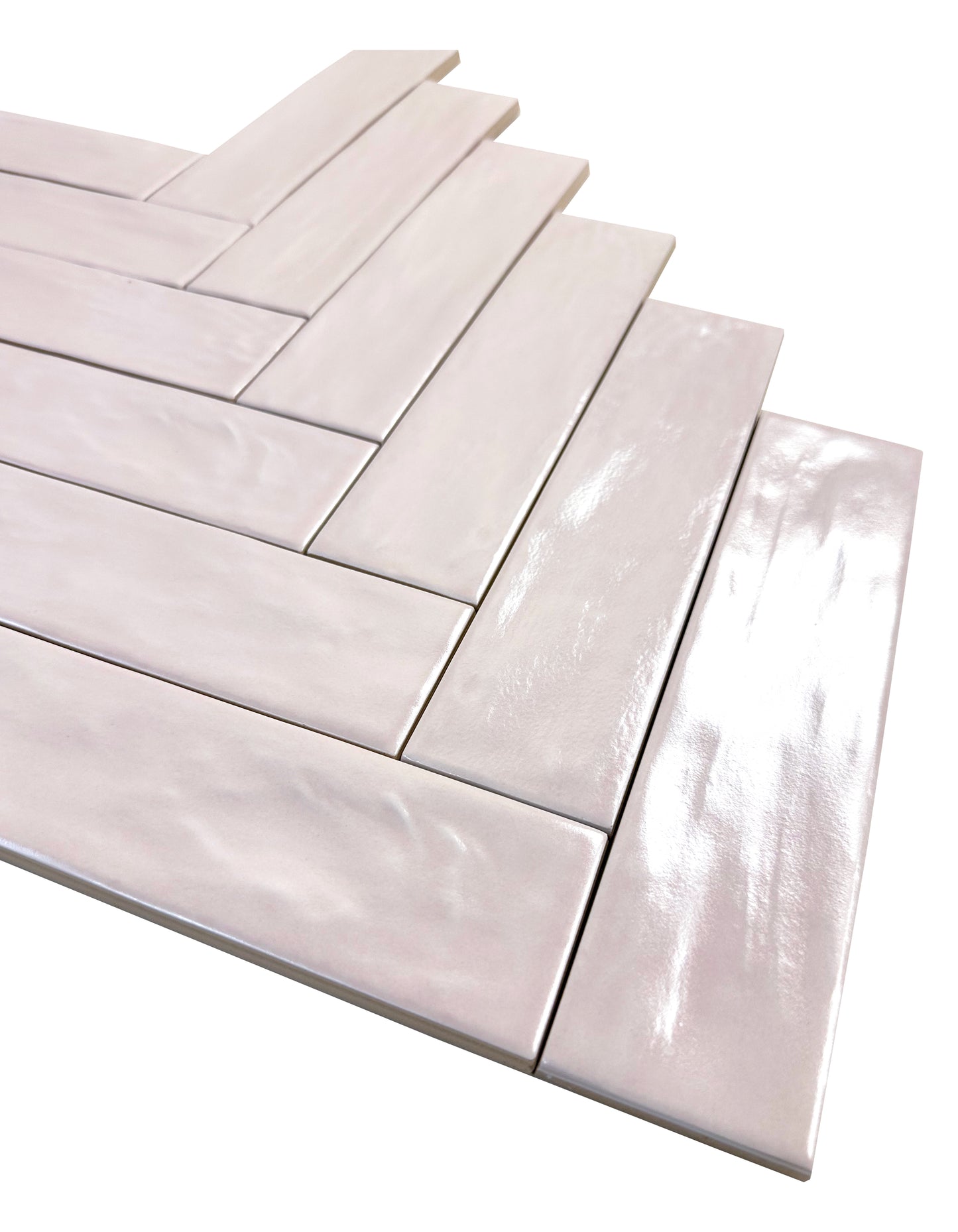 Light Pink Semimatte Pearlescent Ceramic Artisanal Tile