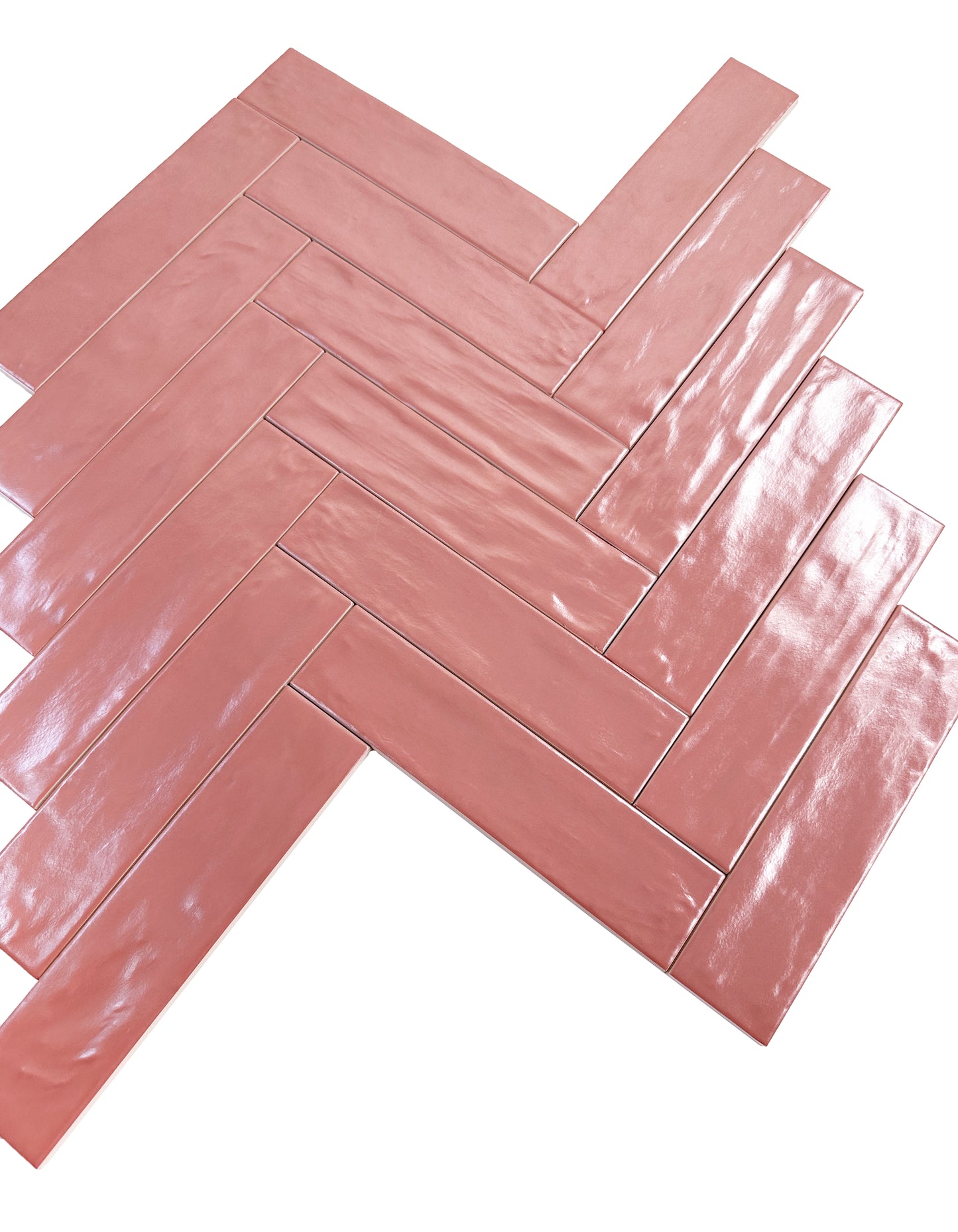 Red Semimatte Pearlescent Ceramic Artisanal Tile