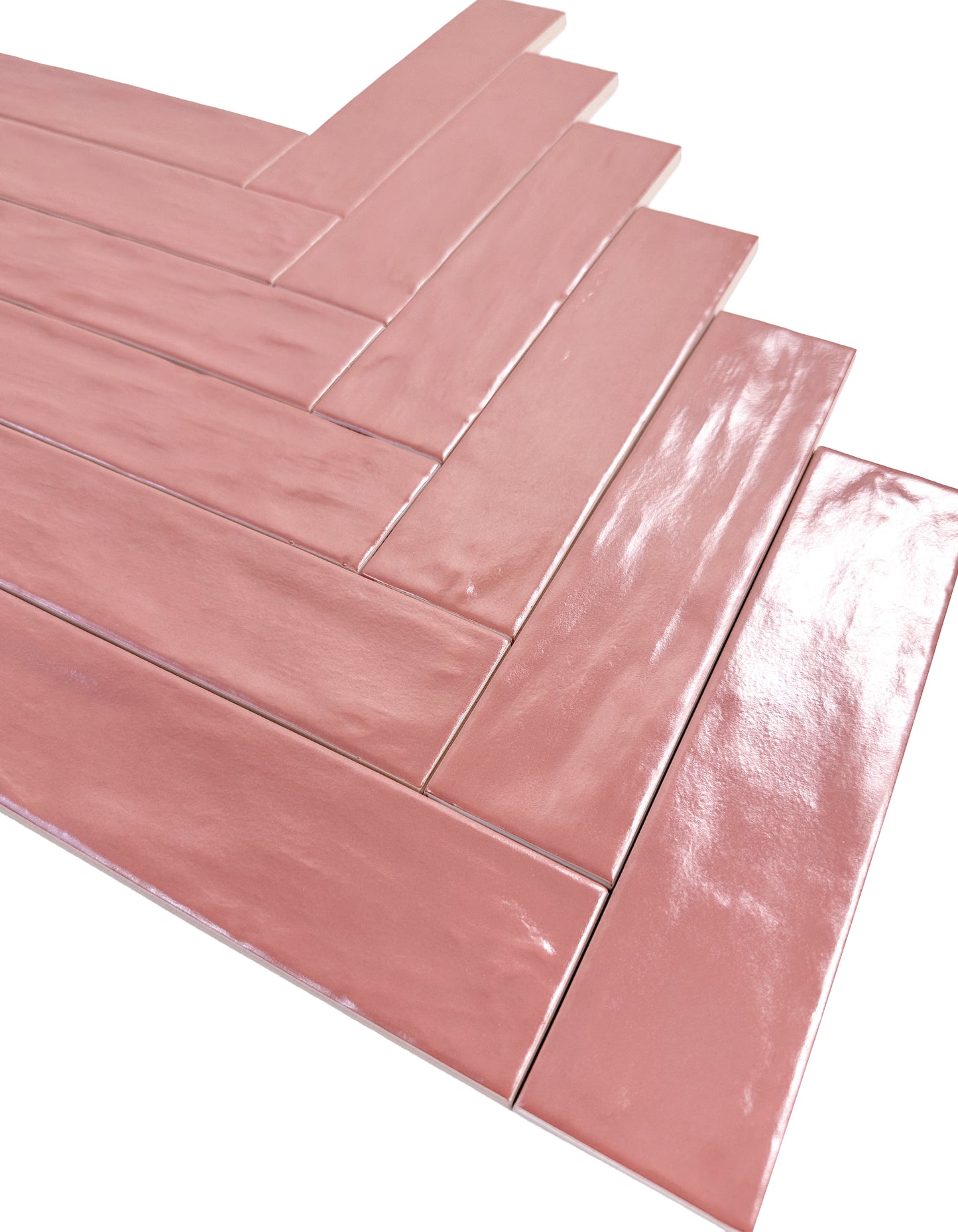 Red Semimatte Pearlescent Ceramic Artisanal Tile