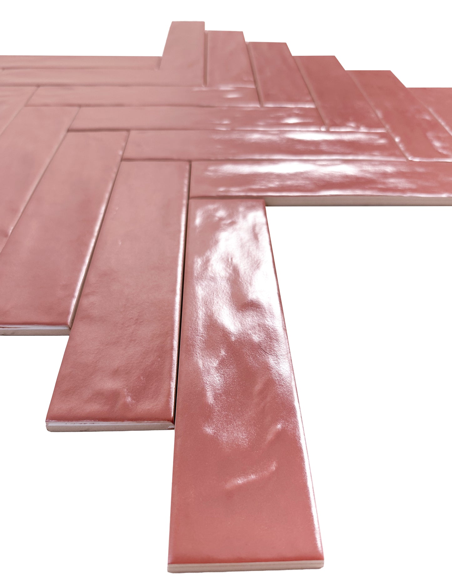 Red Semimatte Pearlescent Ceramic Artisanal Tile