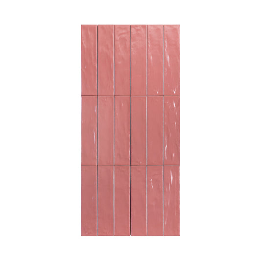 Red Semimatte Pearlescent Ceramic Artisanal Tile