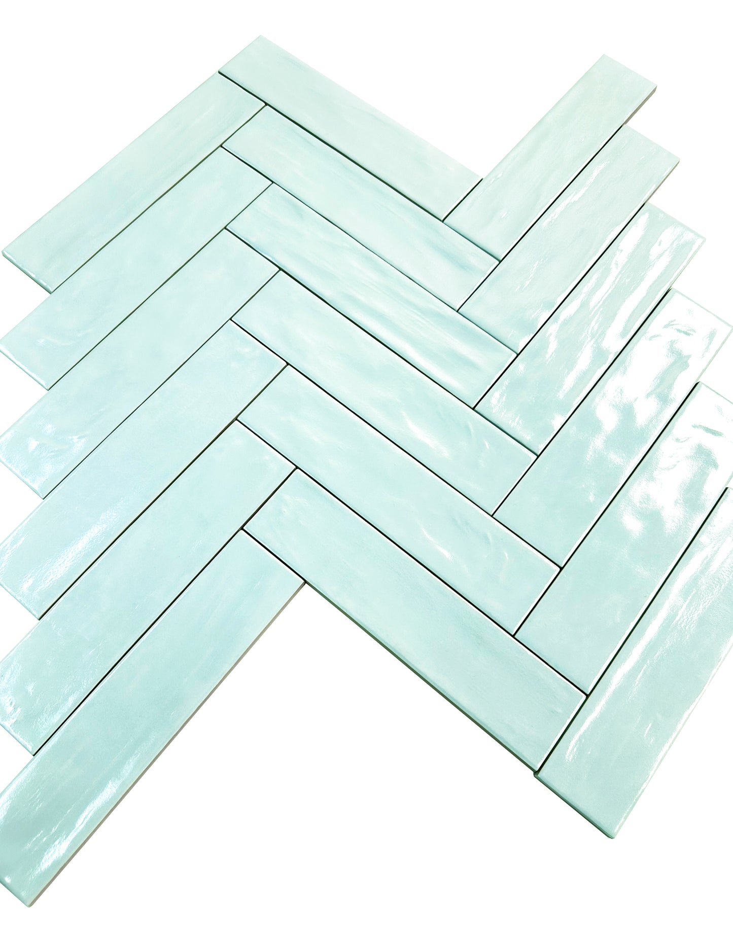 Aqua Blue Semimatte Pearlescent Ceramic Artisanal Tile