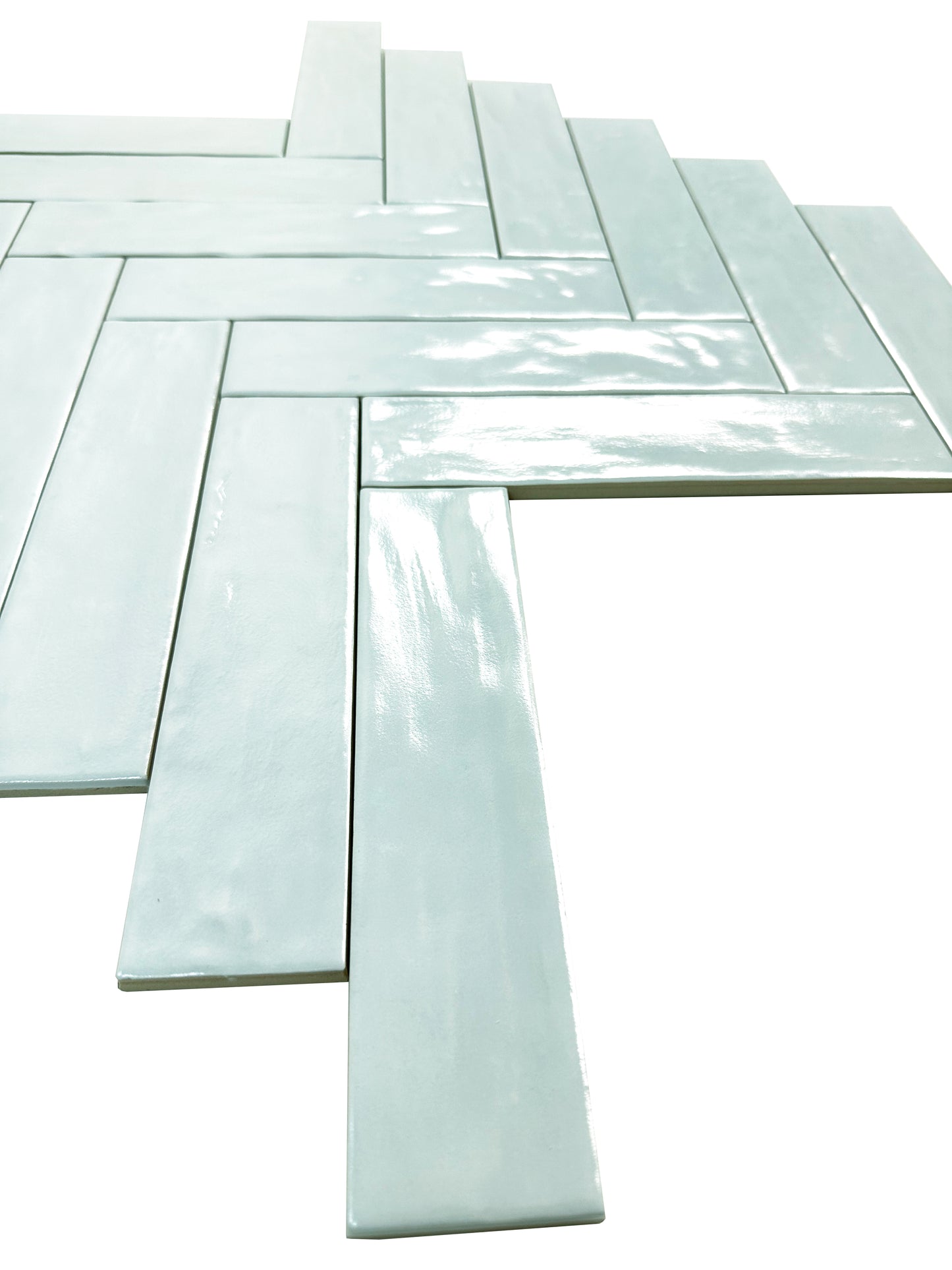 Aqua Blue Semimatte Pearlescent Ceramic Artisanal Tile