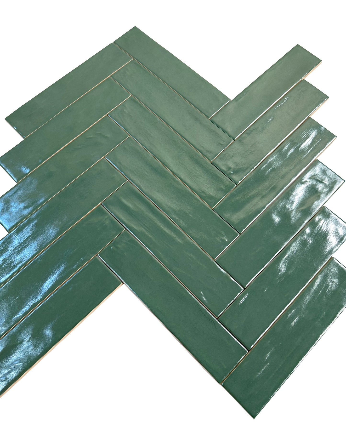 Dark Green Semimatte Pearlescent Ceramic Artisanal Tile