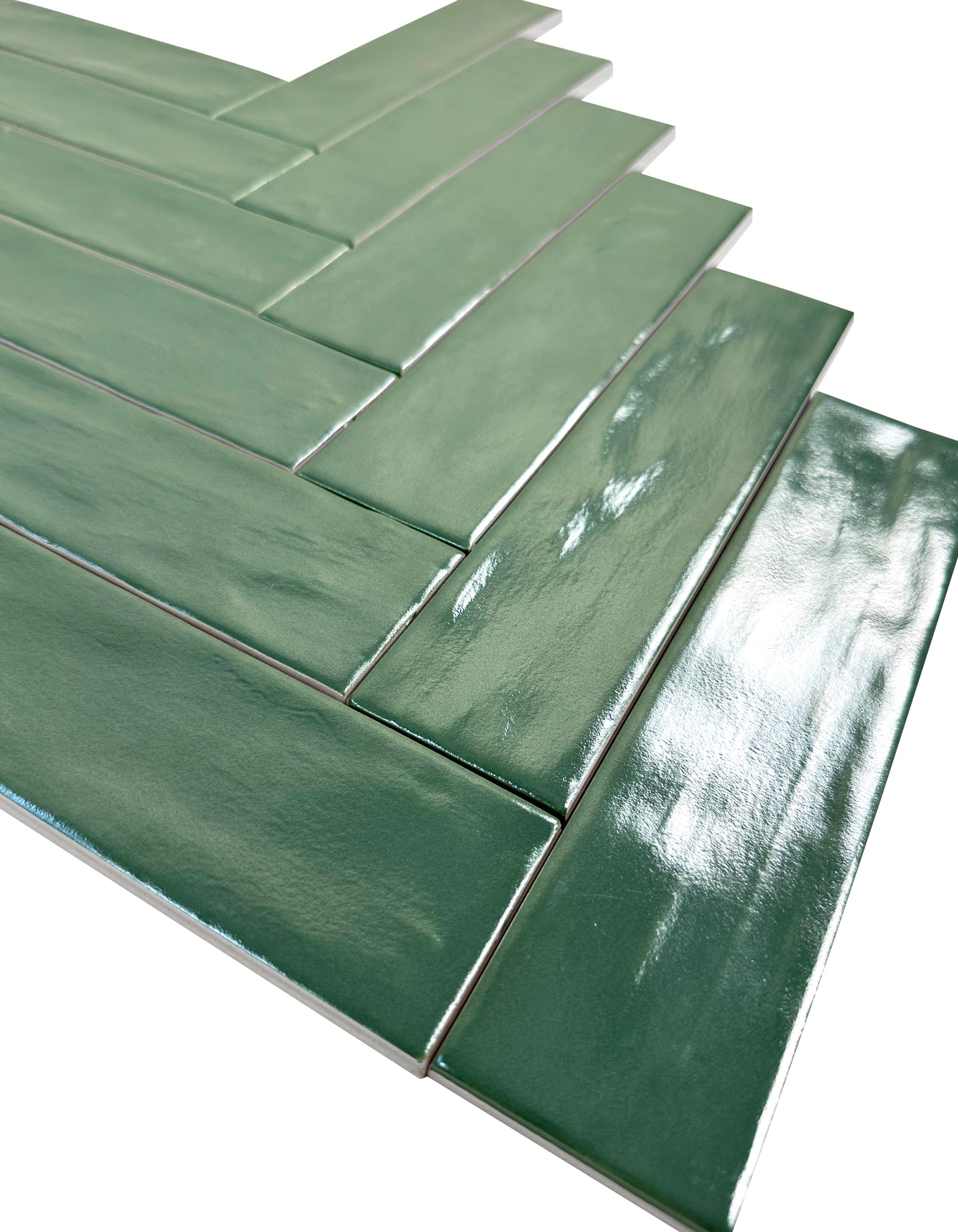 Dark Green Semimatte Pearlescent Ceramic Artisanal Tile