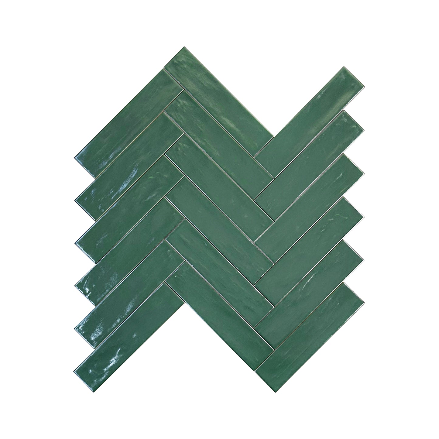 Dark Green Semimatte Pearlescent Ceramic Artisanal Tile