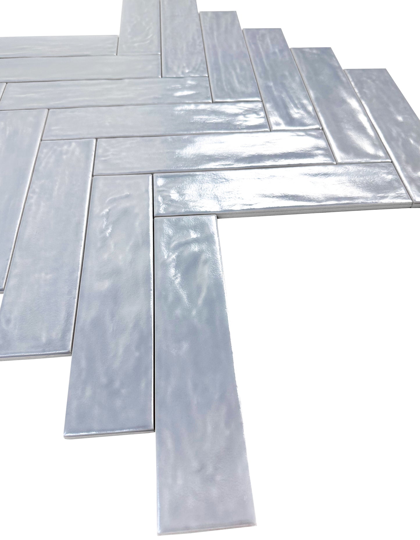 Grey Semimatte Pearlescent Ceramic Artisanal Tile