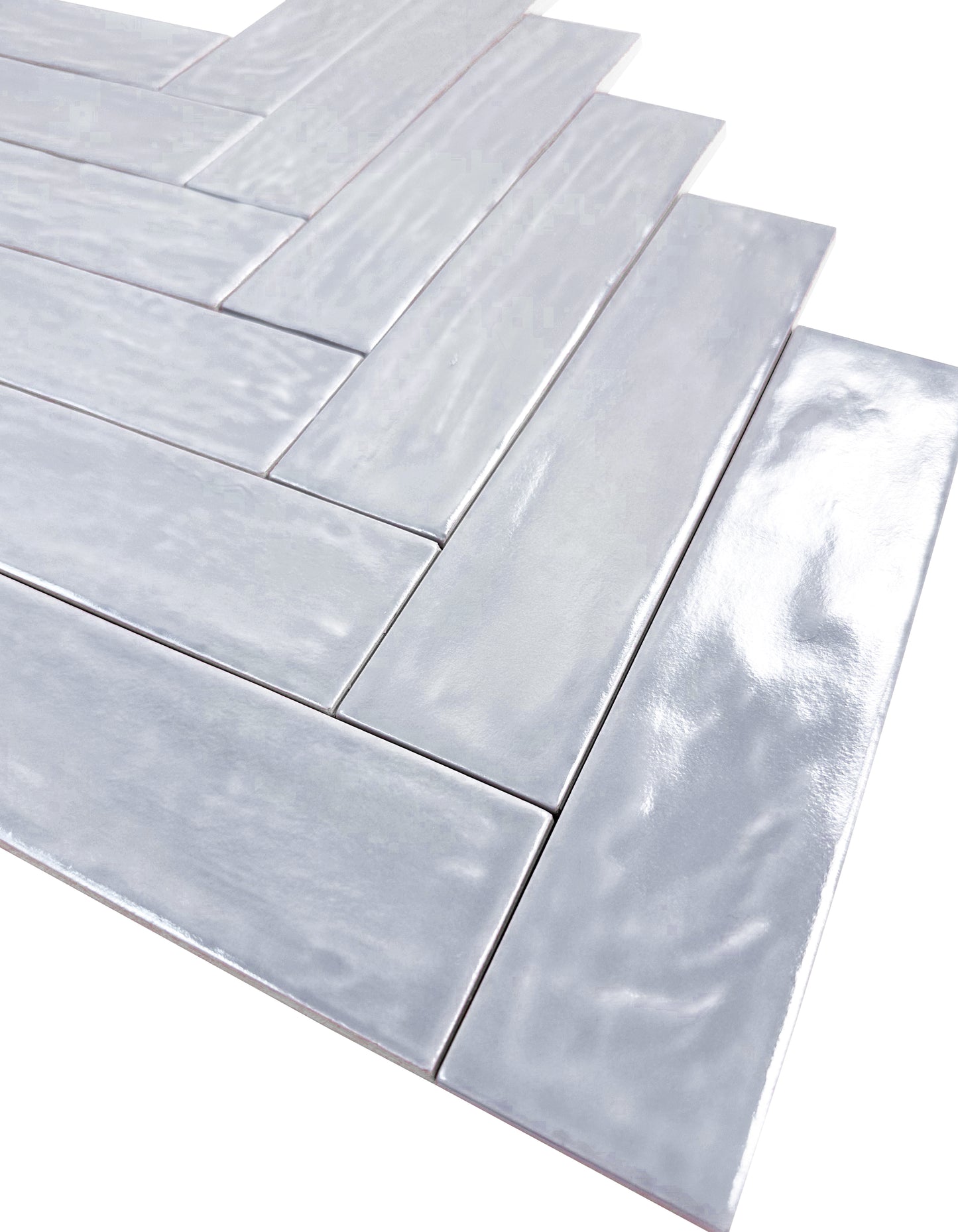 Grey Semimatte Pearlescent Ceramic Artisanal Tile