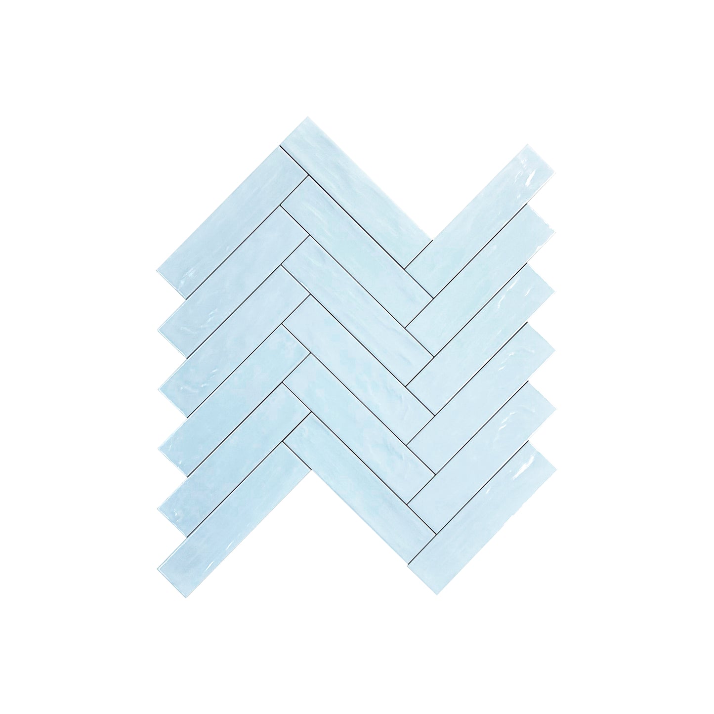 Light Cyan Semimatte Pearlescent Ceramic Artisanal Tile