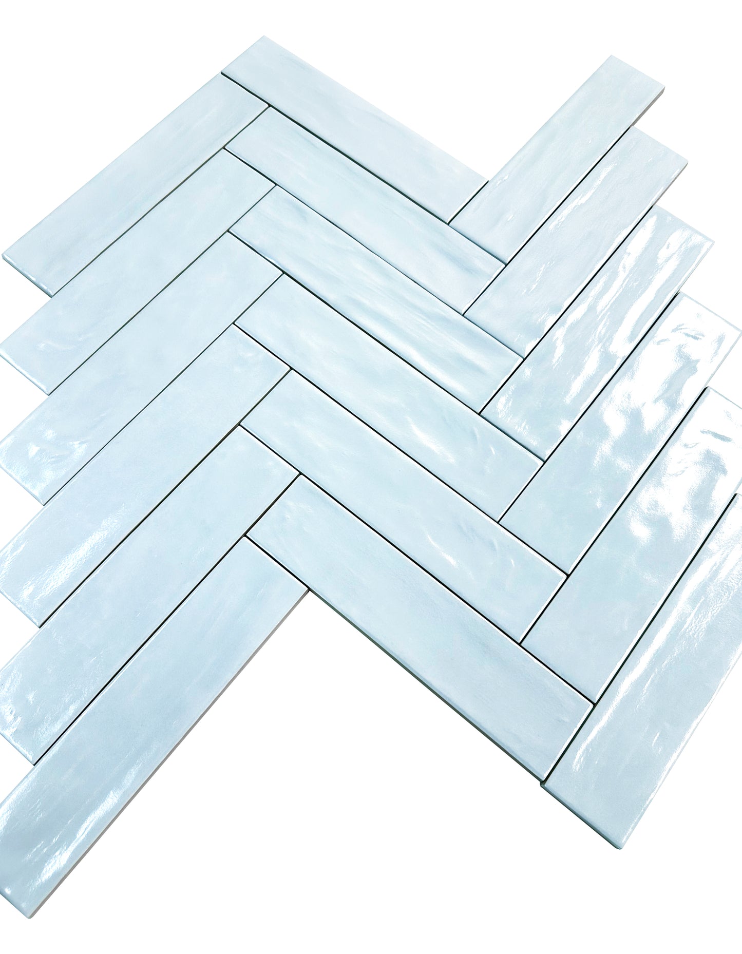 Light Cyan Semimatte Pearlescent Ceramic Artisanal Tile